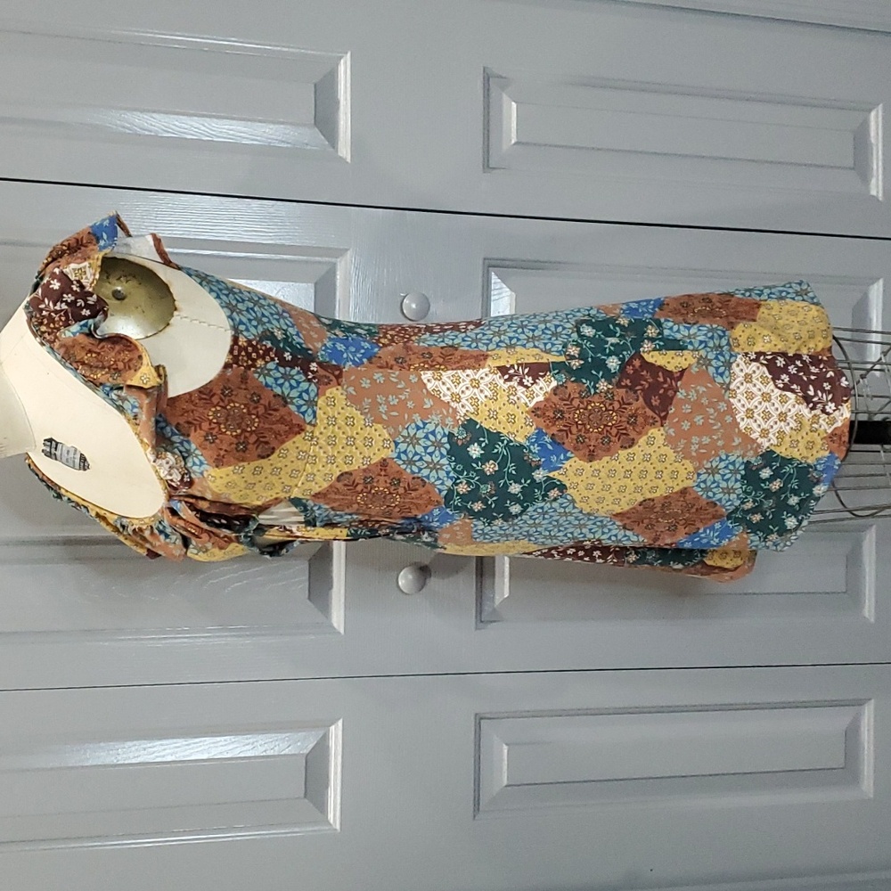 Earthbound Size Medium Knit Patchwork Ruffle Midi… - image 2